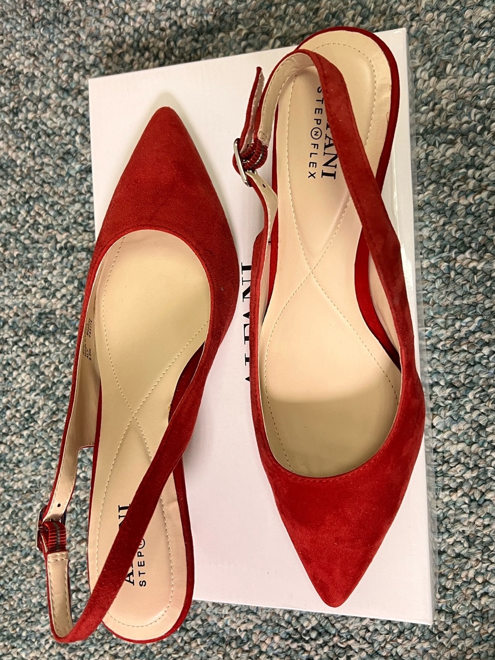 Alfani Red Suede Pointed-Toe Slingback Heels